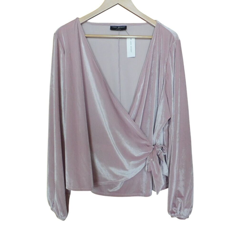 NEW Lane Bryant Blouse Top Sz 22/24 Wrap Velvet Long Sleeves Party Formal